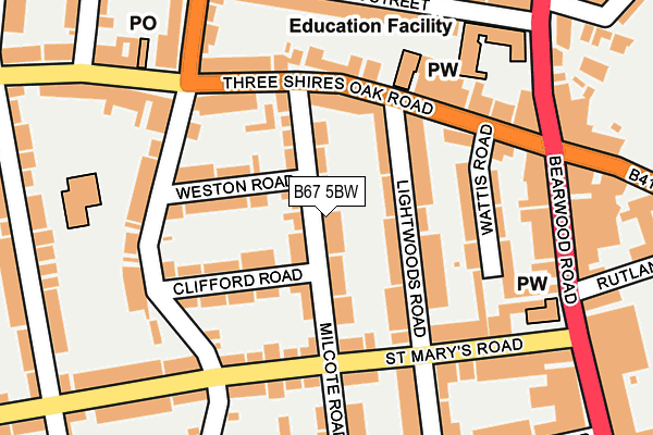 B67 5BW map - OS OpenMap – Local (Ordnance Survey)