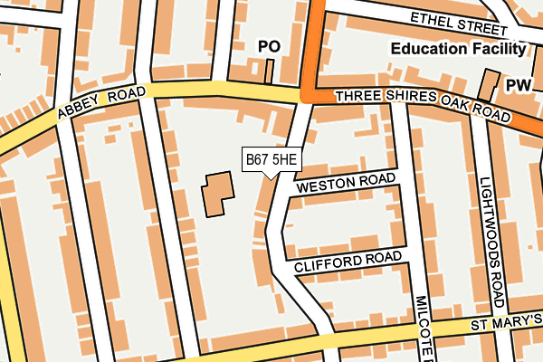B67 5HE map - OS OpenMap – Local (Ordnance Survey)