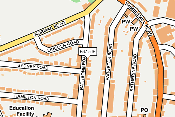 B67 5JF map - OS OpenMap – Local (Ordnance Survey)
