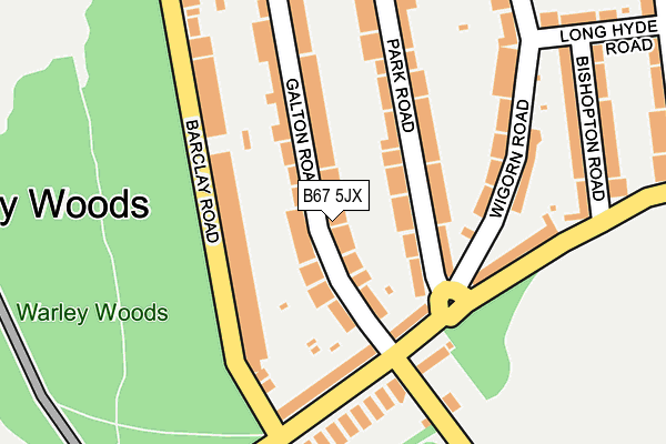 B67 5JX map - OS OpenMap – Local (Ordnance Survey)