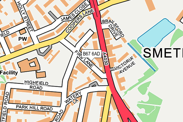 B67 6AD map - OS OpenMap – Local (Ordnance Survey)