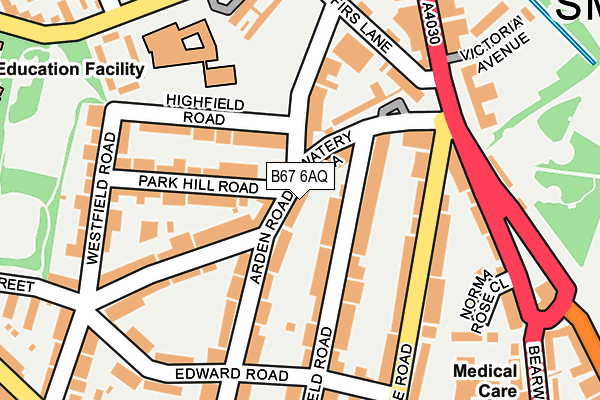 B67 6AQ map - OS OpenMap – Local (Ordnance Survey)