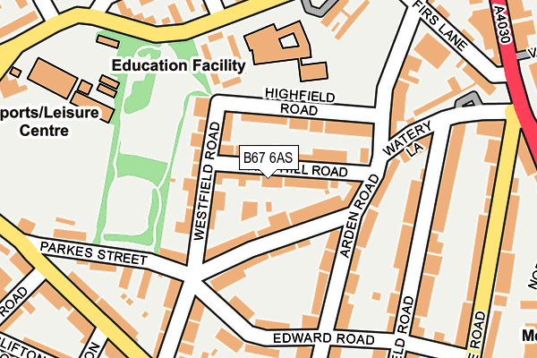 B67 6AS map - OS OpenMap – Local (Ordnance Survey)