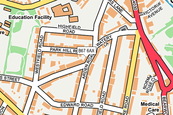 B67 6AX map - OS OpenMap – Local (Ordnance Survey)