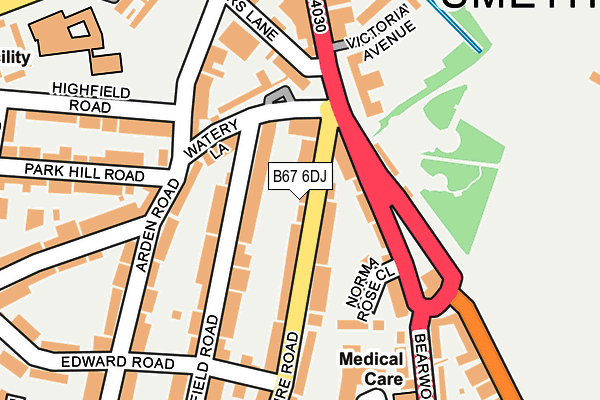 B67 6DJ map - OS OpenMap – Local (Ordnance Survey)