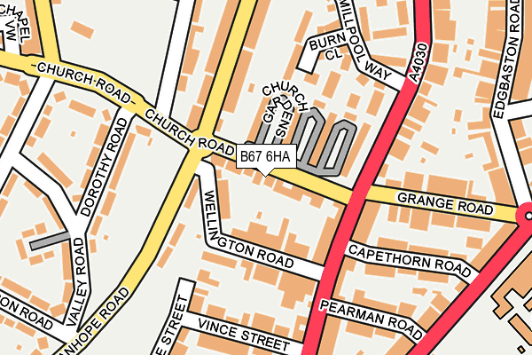 B67 6HA map - OS OpenMap – Local (Ordnance Survey)