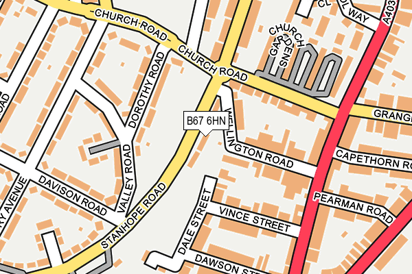 B67 6HN map - OS OpenMap – Local (Ordnance Survey)