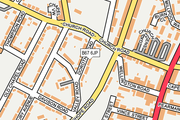 B67 6JP map - OS OpenMap – Local (Ordnance Survey)