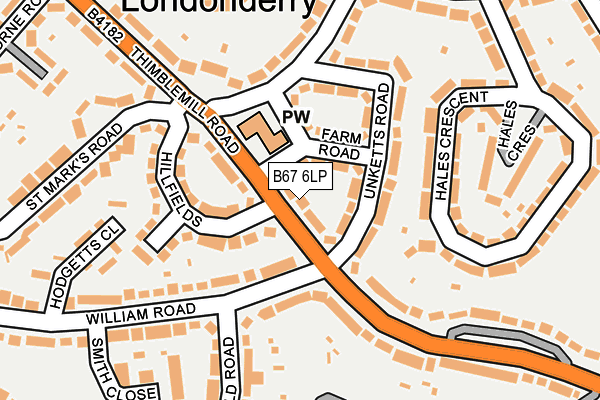 B67 6LP map - OS OpenMap – Local (Ordnance Survey)