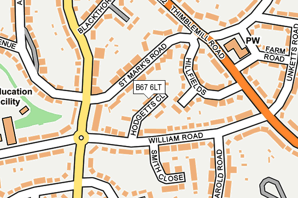 B67 6LT map - OS OpenMap – Local (Ordnance Survey)