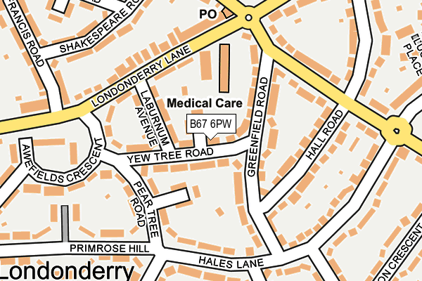 B67 6PW map - OS OpenMap – Local (Ordnance Survey)