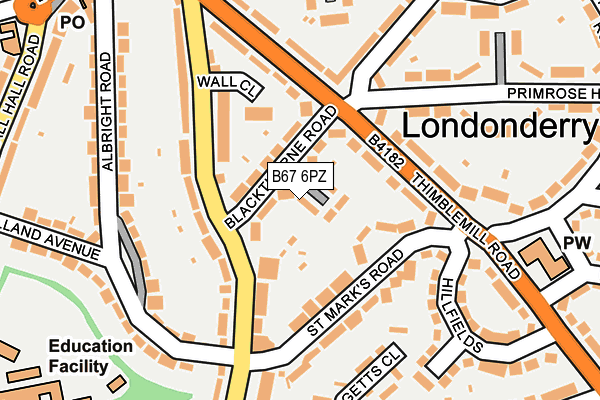 B67 6PZ map - OS OpenMap – Local (Ordnance Survey)