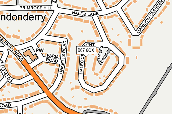 B67 6QX map - OS OpenMap – Local (Ordnance Survey)