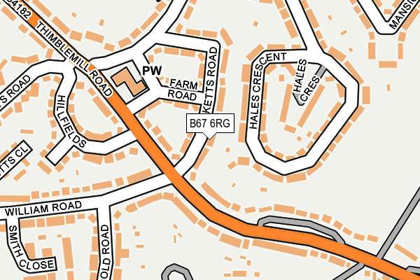 B67 6RG map - OS OpenMap – Local (Ordnance Survey)