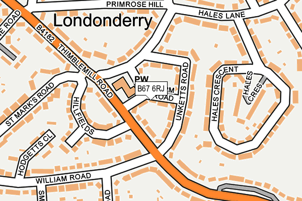 B67 6RJ map - OS OpenMap – Local (Ordnance Survey)