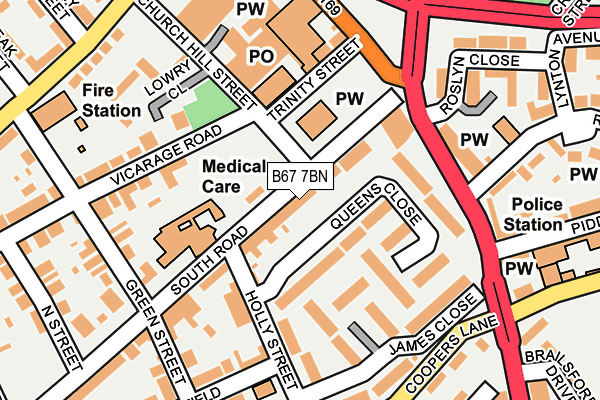 B67 7BN map - OS OpenMap – Local (Ordnance Survey)