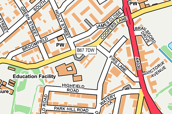 B67 7DW map - OS OpenMap – Local (Ordnance Survey)