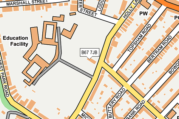 B67 7JB map - OS OpenMap – Local (Ordnance Survey)