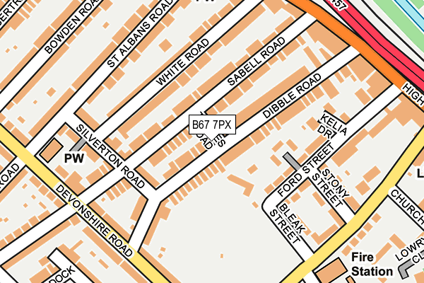 B67 7PX map - OS OpenMap – Local (Ordnance Survey)