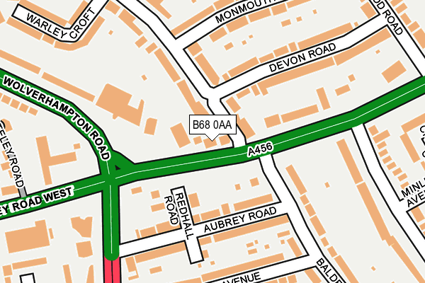 B68 0AA map - OS OpenMap – Local (Ordnance Survey)