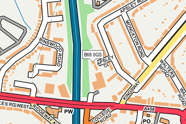 B68 0QS map - OS OpenMap – Local (Ordnance Survey)