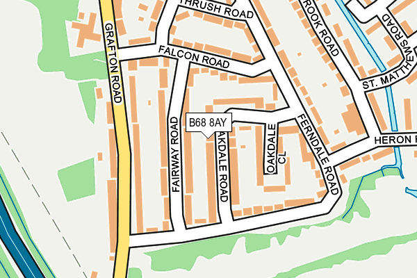 B68 8AY map - OS OpenMap – Local (Ordnance Survey)