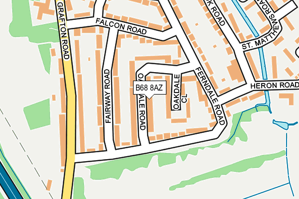 B68 8AZ map - OS OpenMap – Local (Ordnance Survey)