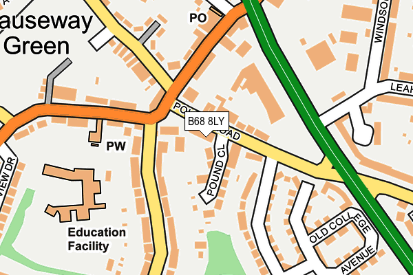 B68 8LY map - OS OpenMap – Local (Ordnance Survey)