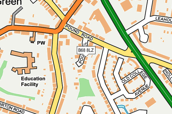 B68 8LZ map - OS OpenMap – Local (Ordnance Survey)