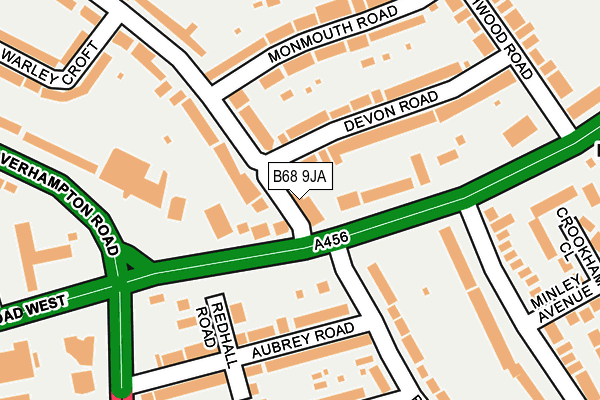B68 9JA map - OS OpenMap – Local (Ordnance Survey)