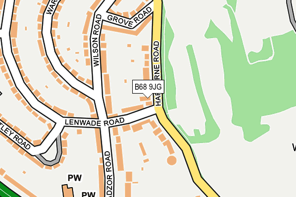 B68 9JG map - OS OpenMap – Local (Ordnance Survey)