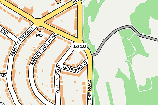 B68 9JJ map - OS OpenMap – Local (Ordnance Survey)