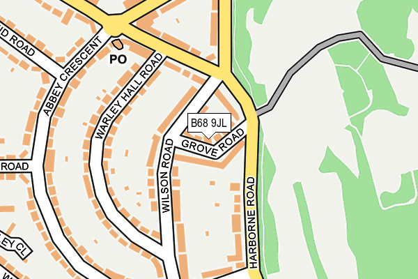 B68 9JL map - OS OpenMap – Local (Ordnance Survey)
