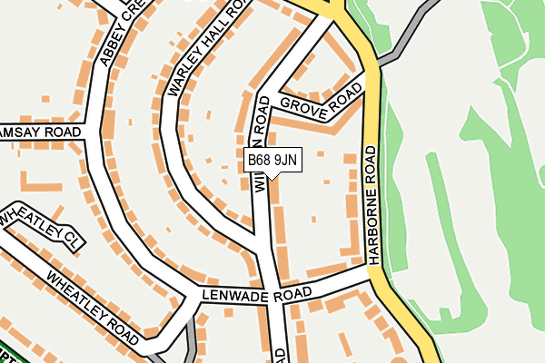 B68 9JN map - OS OpenMap – Local (Ordnance Survey)
