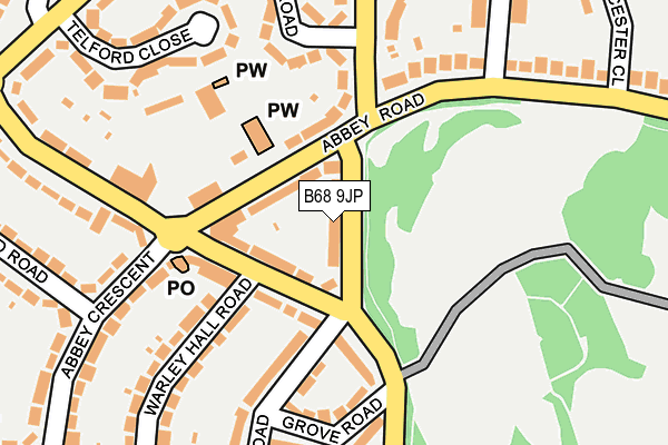 B68 9JP map - OS OpenMap – Local (Ordnance Survey)