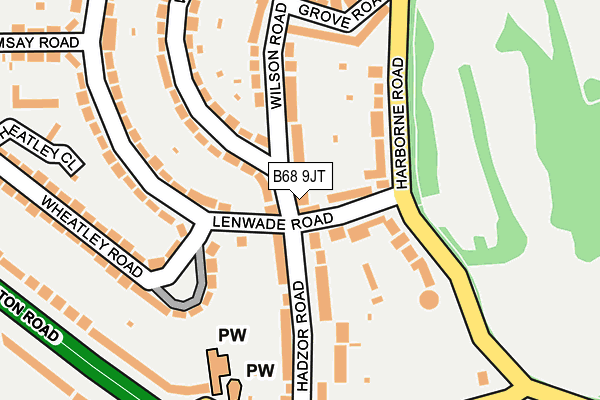 B68 9JT map - OS OpenMap – Local (Ordnance Survey)