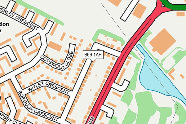B69 1AH map - OS OpenMap – Local (Ordnance Survey)