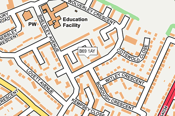 B69 1AY map - OS OpenMap – Local (Ordnance Survey)