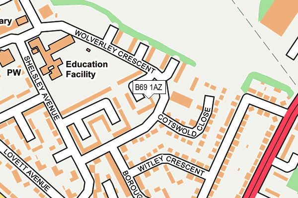 B69 1AZ map - OS OpenMap – Local (Ordnance Survey)