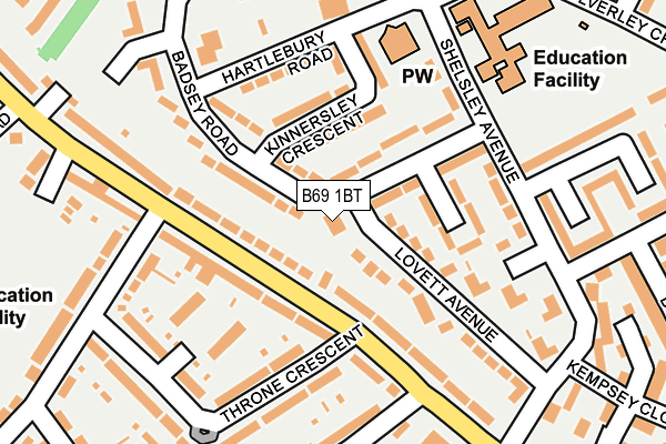 B69 1BT map - OS OpenMap – Local (Ordnance Survey)