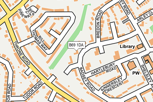 B69 1DA map - OS OpenMap – Local (Ordnance Survey)