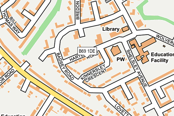 B69 1DE map - OS OpenMap – Local (Ordnance Survey)