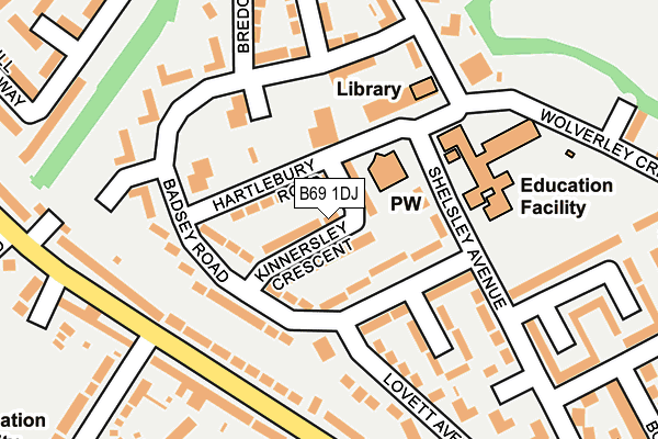 B69 1DJ map - OS OpenMap – Local (Ordnance Survey)