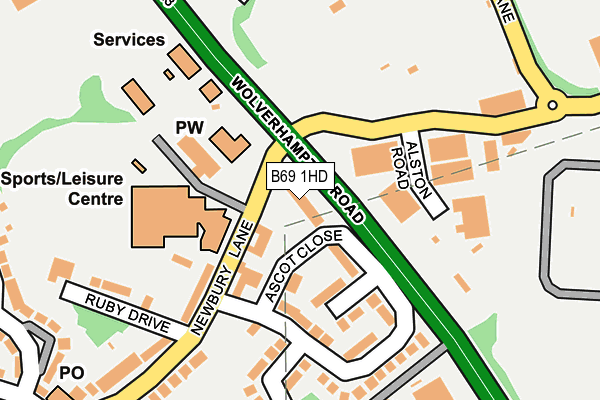 B69 1HD map - OS OpenMap – Local (Ordnance Survey)