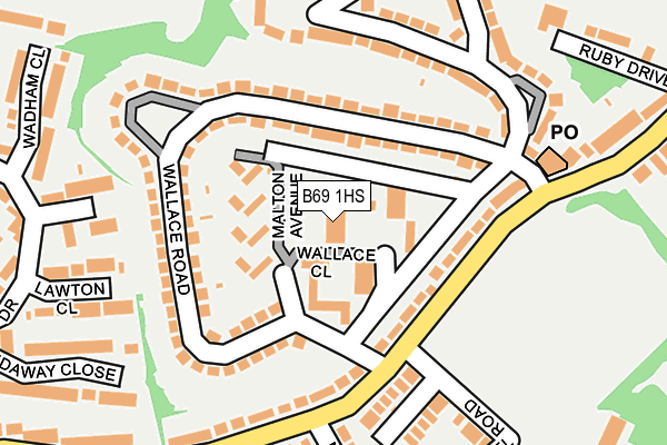 B69 1HS map - OS OpenMap – Local (Ordnance Survey)