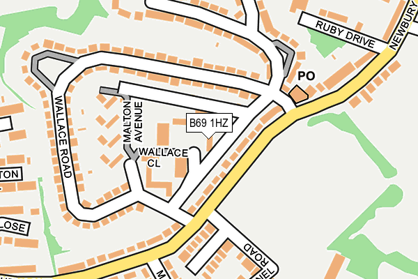 B69 1HZ map - OS OpenMap – Local (Ordnance Survey)