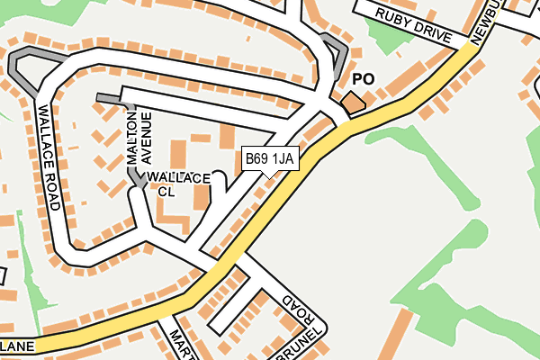 B69 1JA map - OS OpenMap – Local (Ordnance Survey)