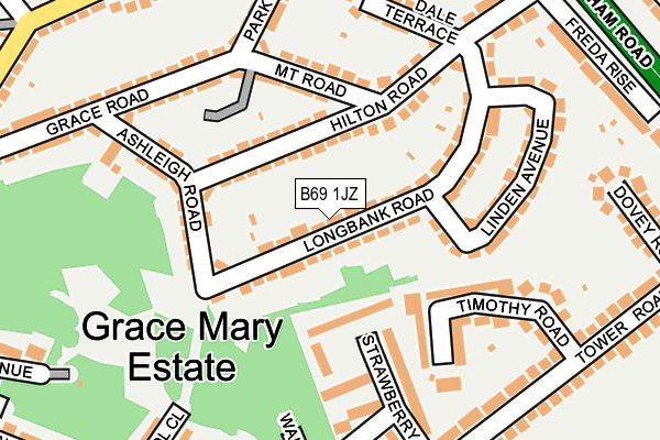 B69 1JZ map - OS OpenMap – Local (Ordnance Survey)