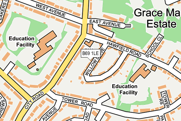 B69 1LE map - OS OpenMap – Local (Ordnance Survey)