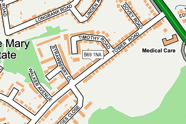 B69 1NA map - OS OpenMap – Local (Ordnance Survey)